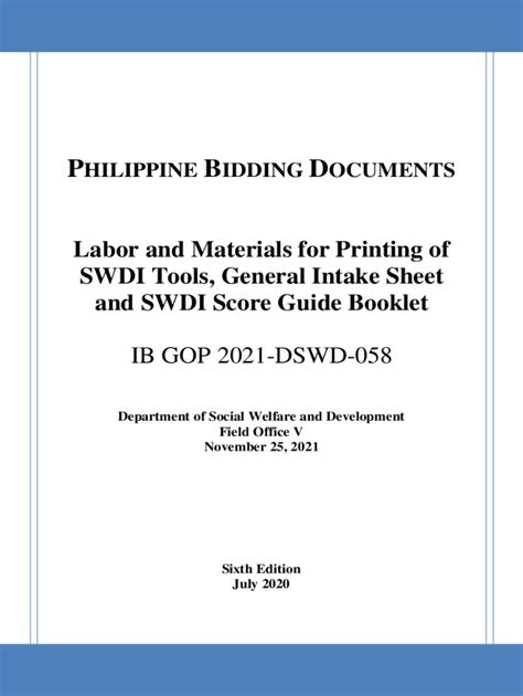 Procurement of Printing of SWDI forms .